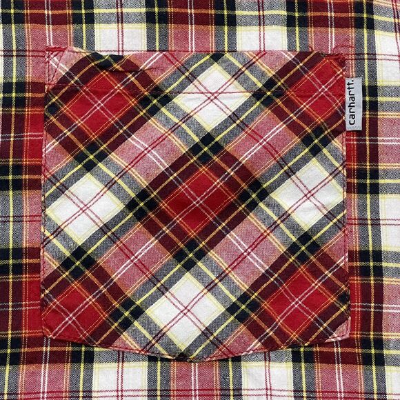 Carhartt Shirt Mens Large Red Plaid Button-Up Cotton Western Workwear Lumberjack - Picture 3 of 10